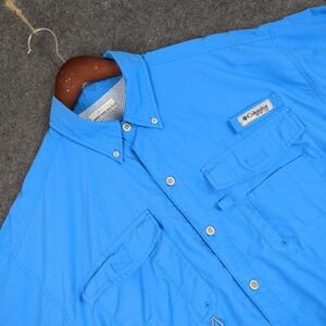 Columbia PFG Long Sleeve Fishing Shirt Blue Men's Size M Vented Sun Protection